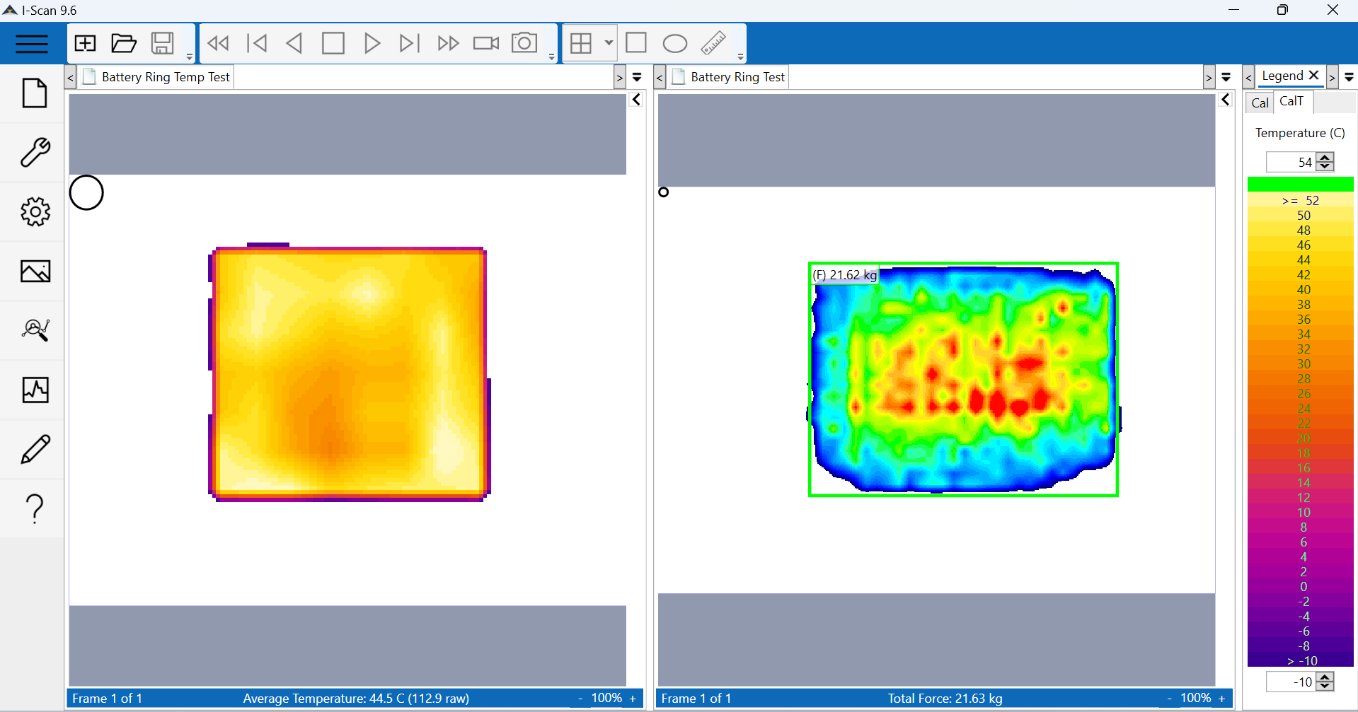 Comparing temperature and pressure in the center vs the outer ring