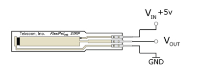 Figure 2: Recommended circuit for a FlexiPot thin position sensor.