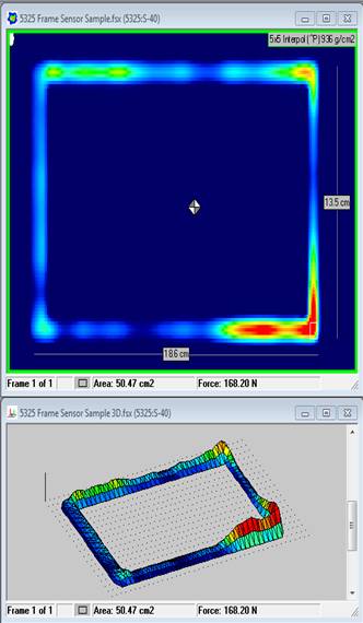 Example of a pressure mapping application for evaluating an even the seal on a food container, similar to the biodegradable container pictured above.