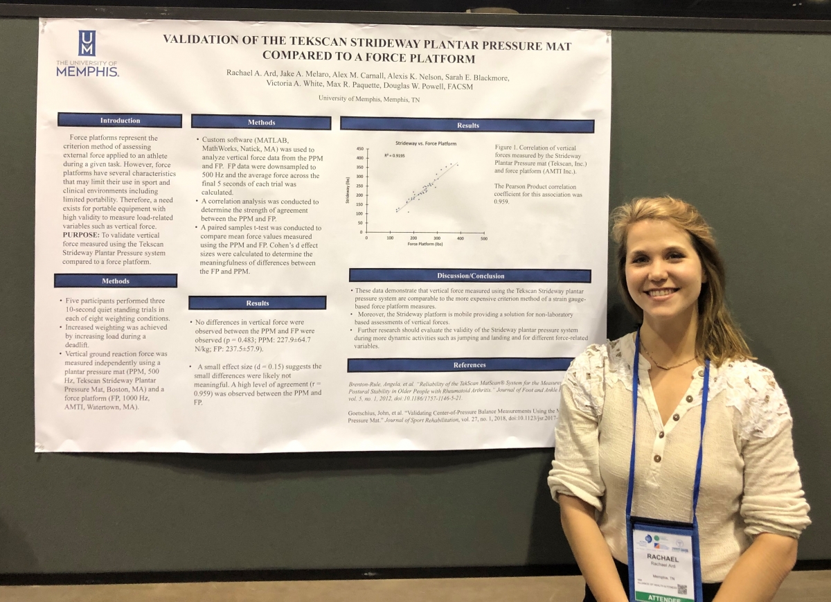 Rachael Ard primary researcher on the Strideway Validation poster at the ACSM conference.