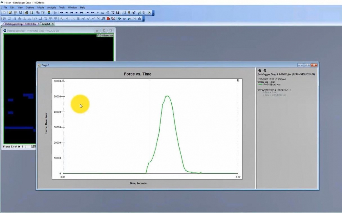 Figure 3: Pressure output from the VersaTek Datalogger (VTD) drop test.