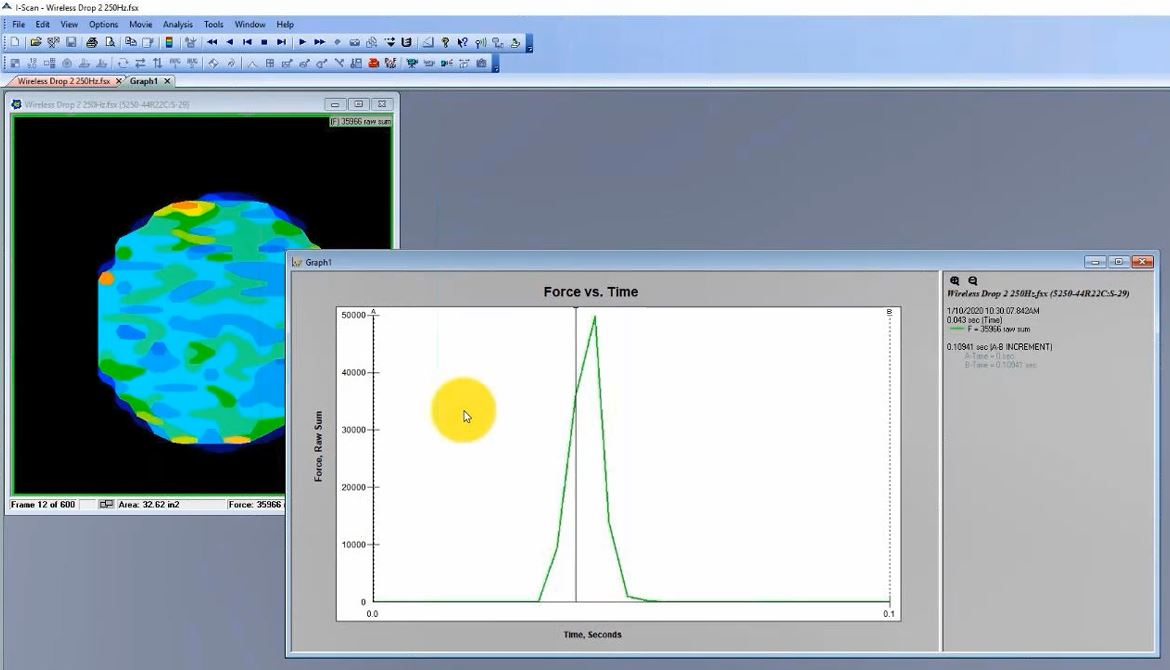 Figure 2: Pressure output from the VersaTek Wireless (VTW) drop test.