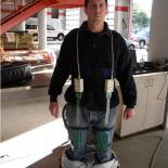 firefighter with pressure sensors during testing