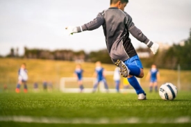 Soccer player with cleats